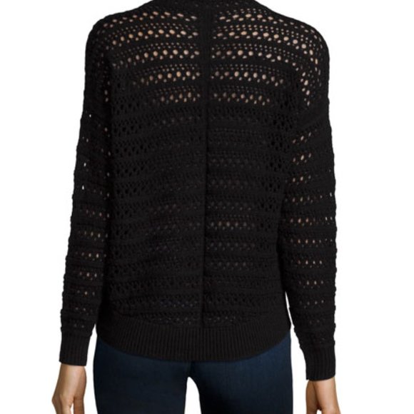 J BRAND / Flower Long-Sleeve Crochet Sweater / Black / Medium - Picture 2 of 9